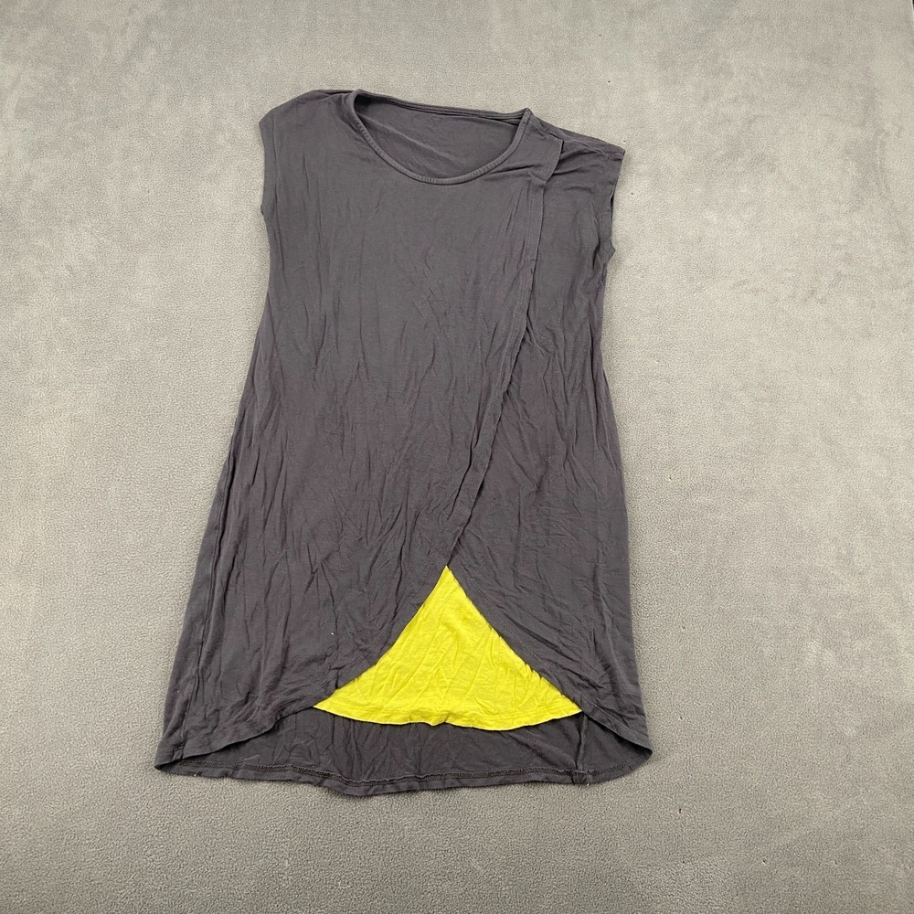 Womens Sz S Tunic Top Charcoal Gray Stretch Sleeveless Relaxed Layered Wrap